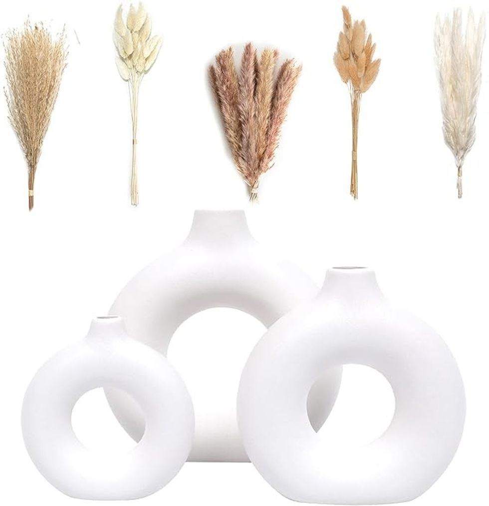 Set of 3 White Ceramic Vases