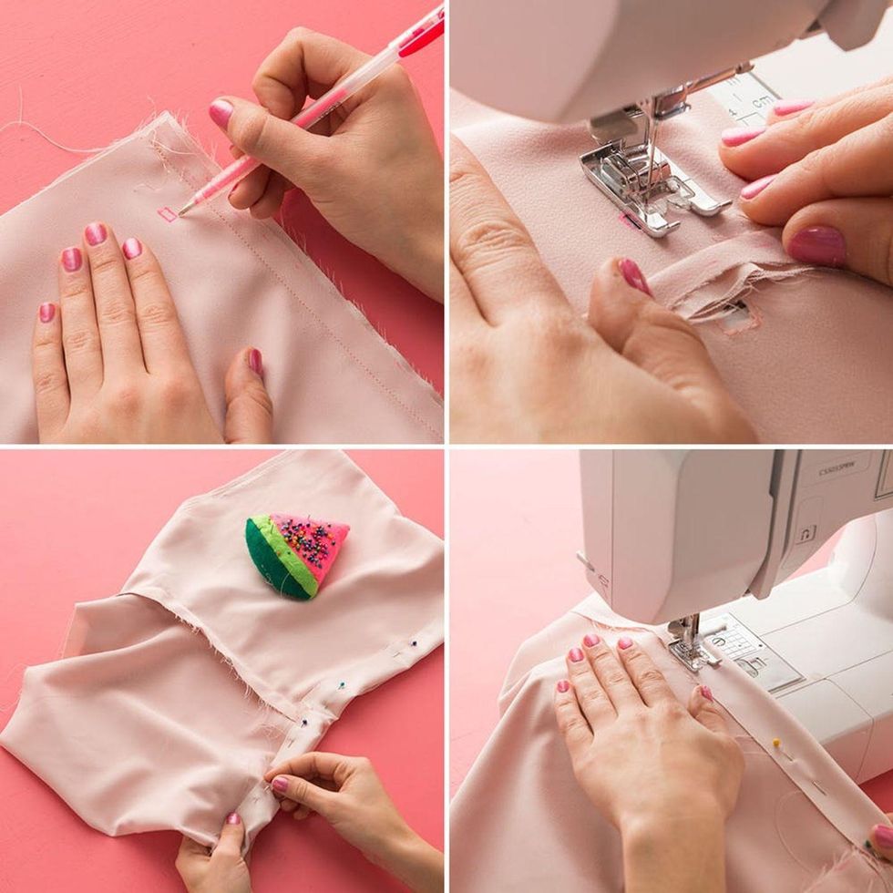 sew the waistband of the shorts valentine's day pajamas