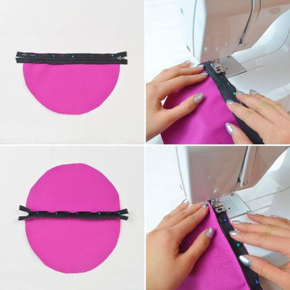 sewing zippers onto fabric