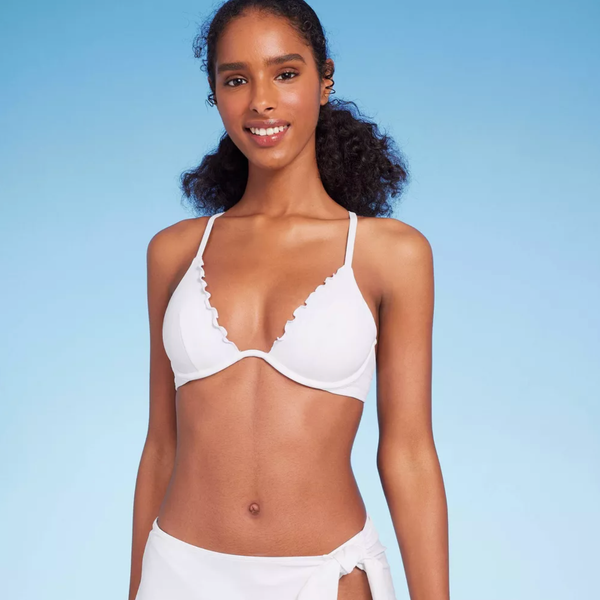 Shade & Shore Underwire Ruffle Trim Bikini Top + Ruffle Cheeky Bikini Bottoms