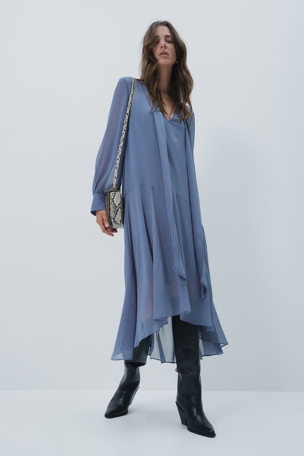 Sheer Tie Neck Dress