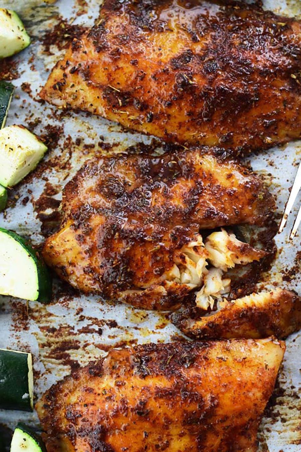 sheet pan blackened tilapia with zucchini