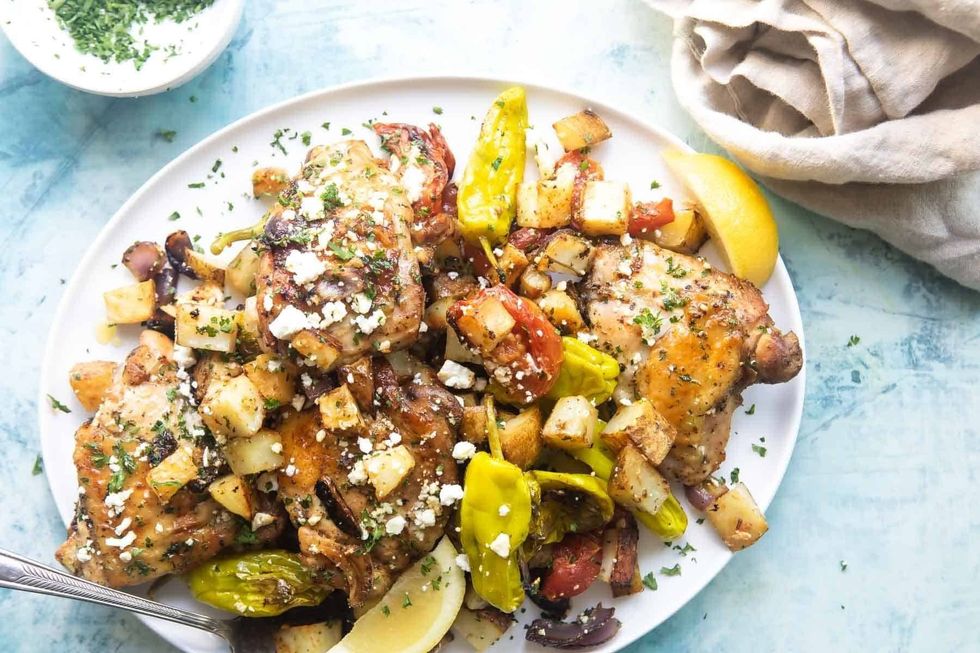 Sheet Pan Greek Chicken and Potatoes