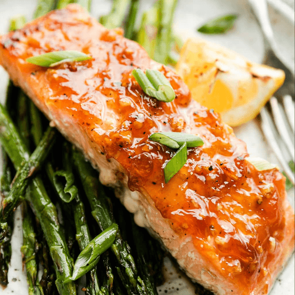 Sheet Pan Honey Glazed Salmon With Asparagus