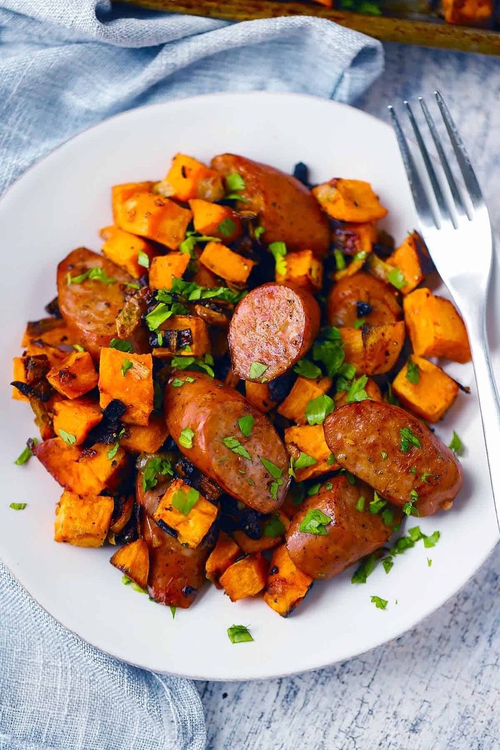 Sheet Pan Sausage & Sweet Potatoes