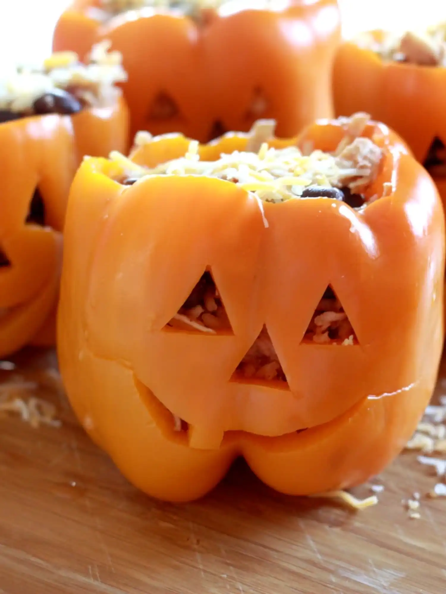Shredded Chicken and Rice Stuffed Peppers
