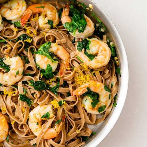 Shrimp Pasta With Lemon and Spinach
