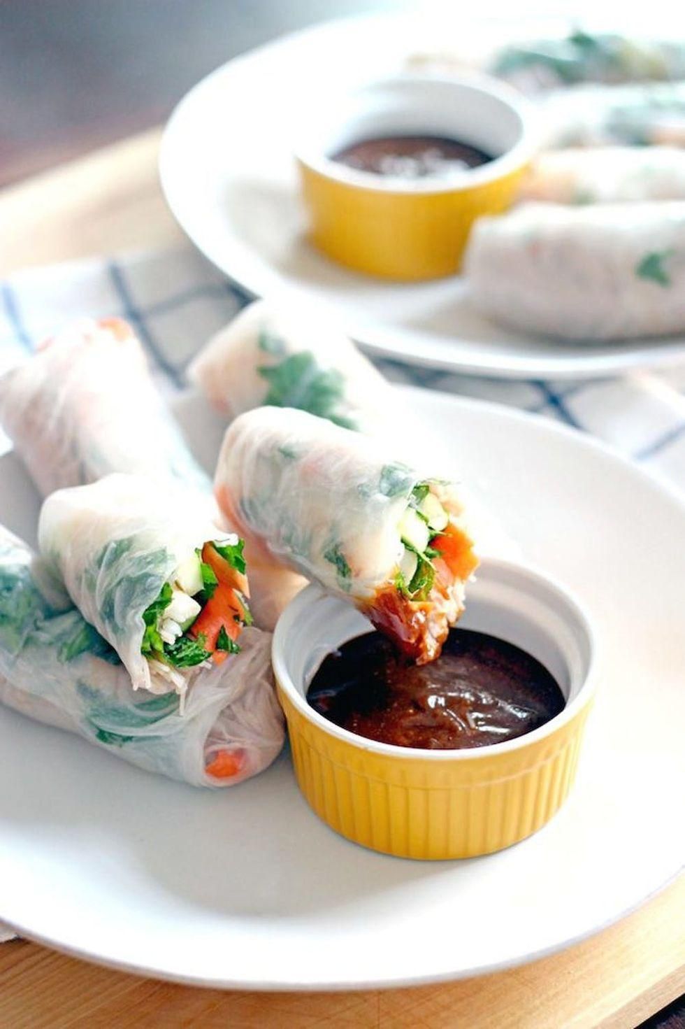 Shrimp Spring Rolls with Spicy Hoisin Peanut Sauce