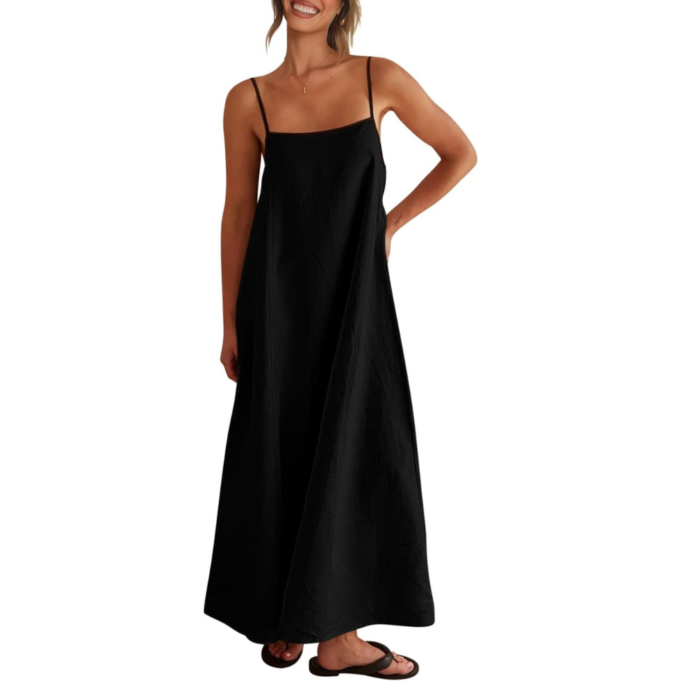 Shy Velvet Linen Spagetti Strap Maxi Dress