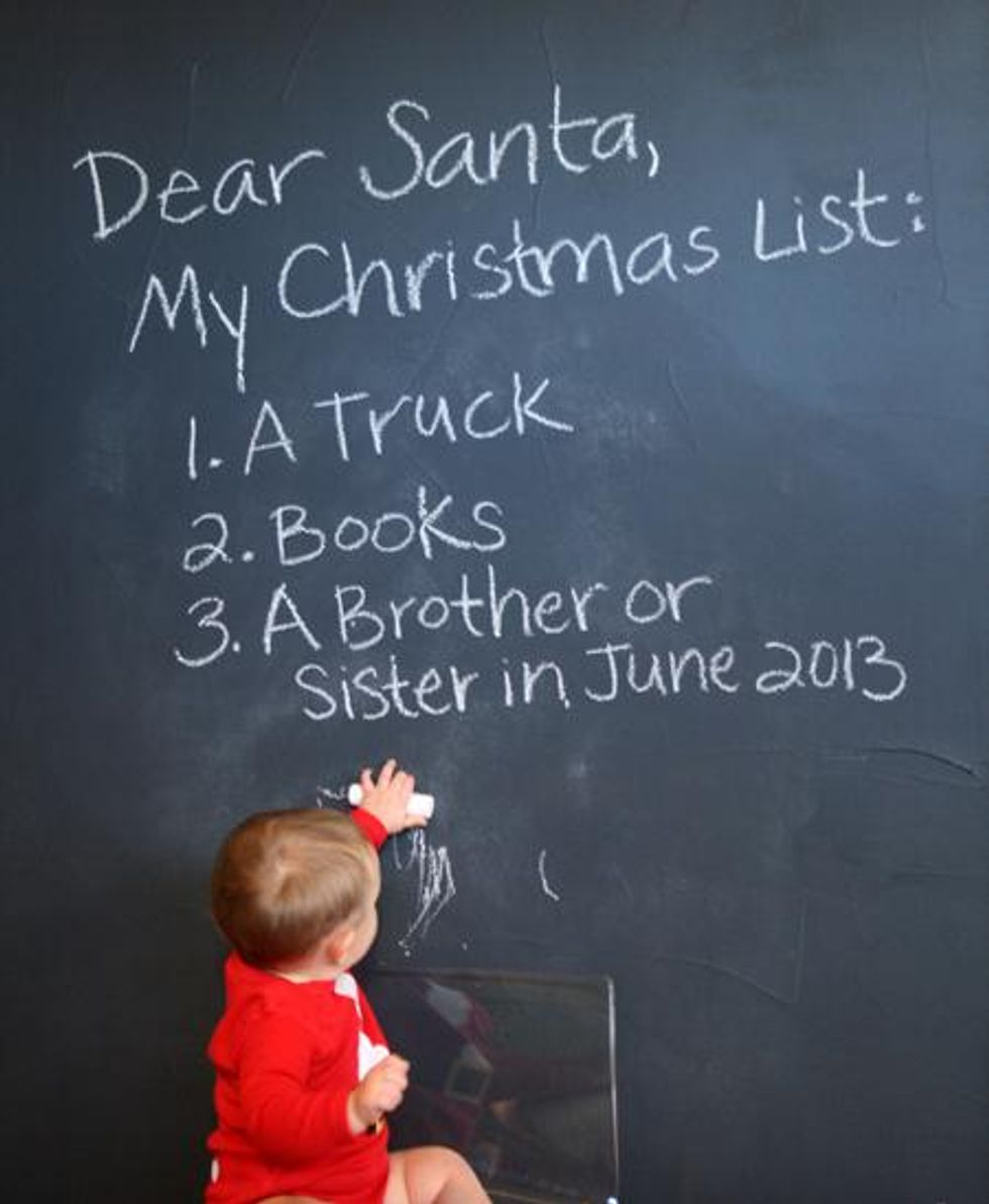 Sibling wish list on chalkboard