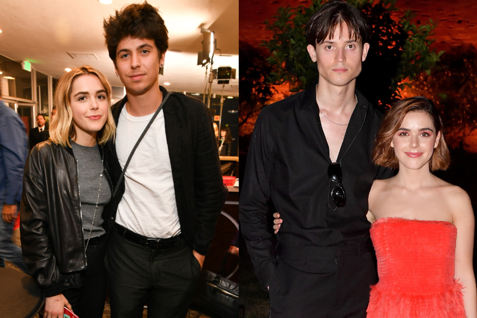 Side-by-side pictures of Kiernan Shipka and Charlie Oldman and Christian Coppola and Kiernan Shipka