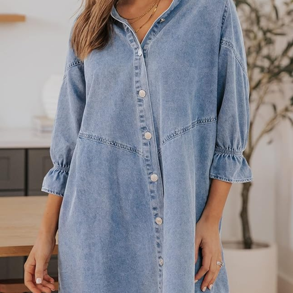 Sidefeel Button-Down Denim Dress