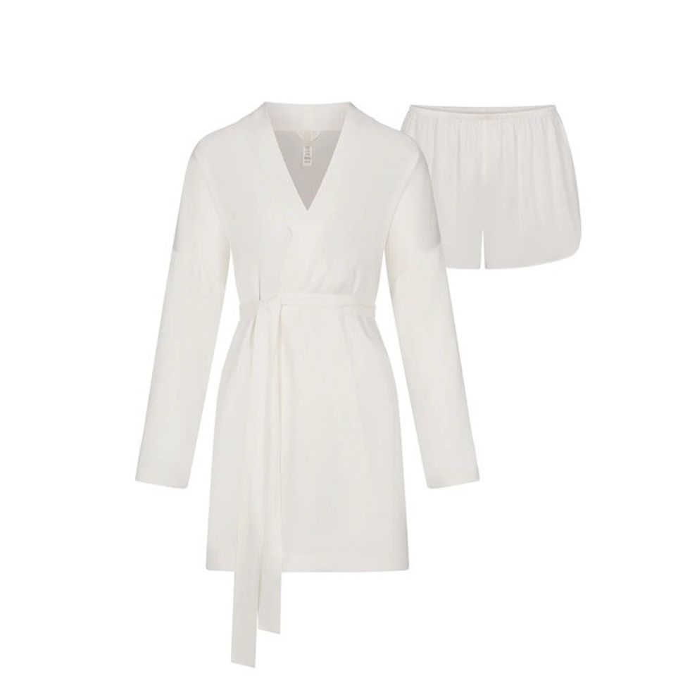 silk robe and short set