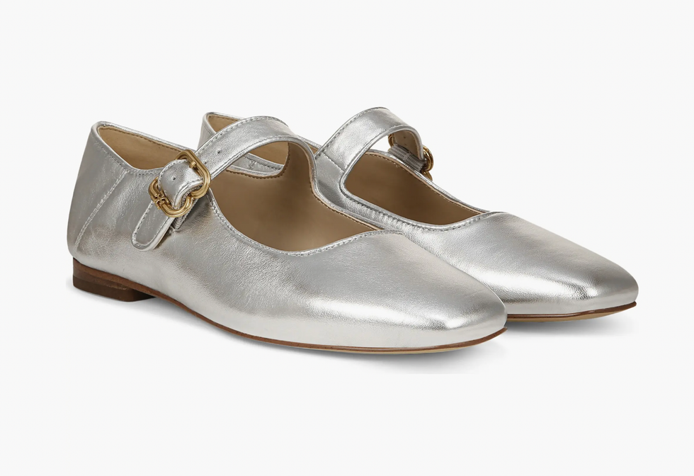 silver mary jane flats
