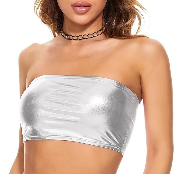 Silver Metallic Tube Top