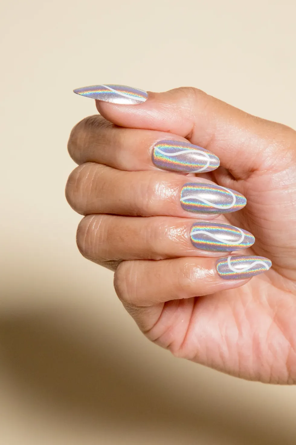 silver reflective chrome nails