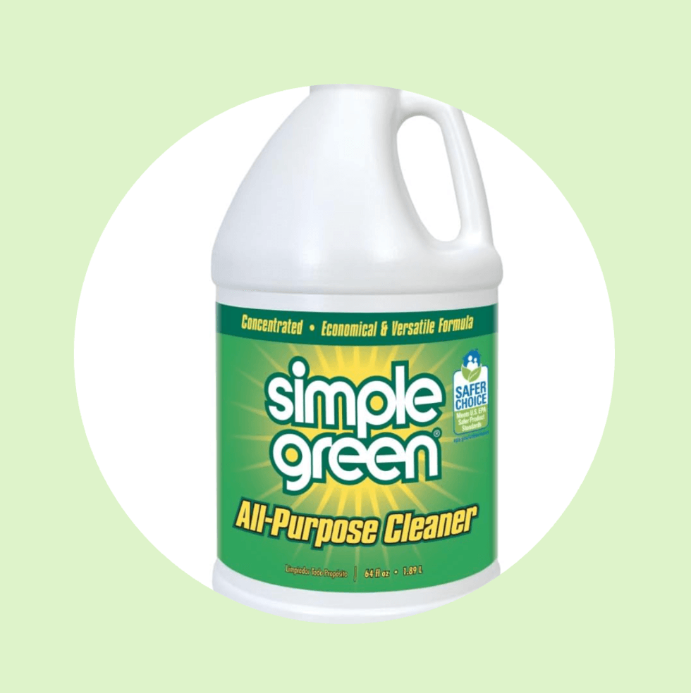 Simple Green All-Purpose Cleaner bottle on a light green background.