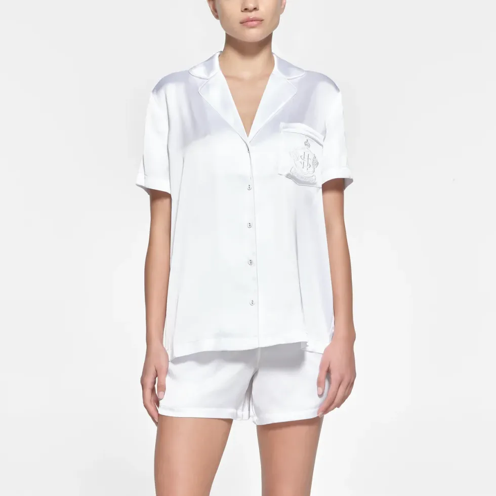 skims hotel shine short sleeve sleep set