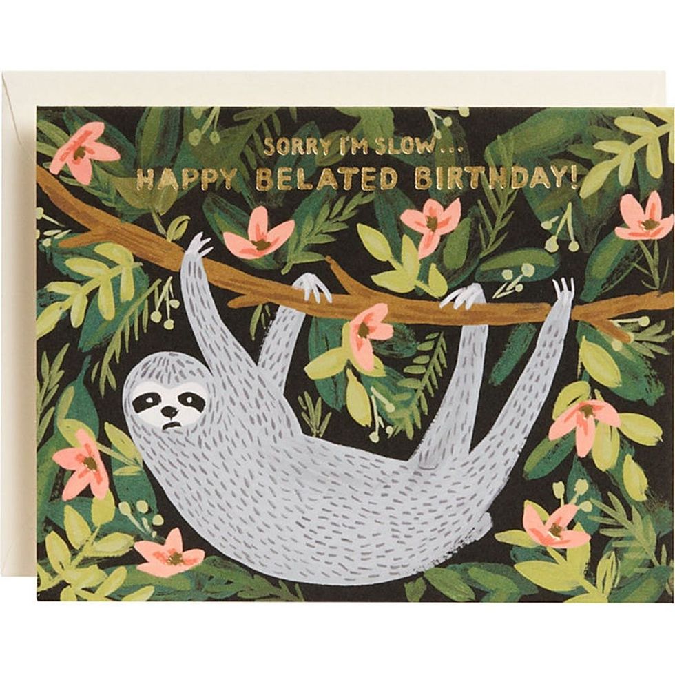 Sloth Belated via Paper Source