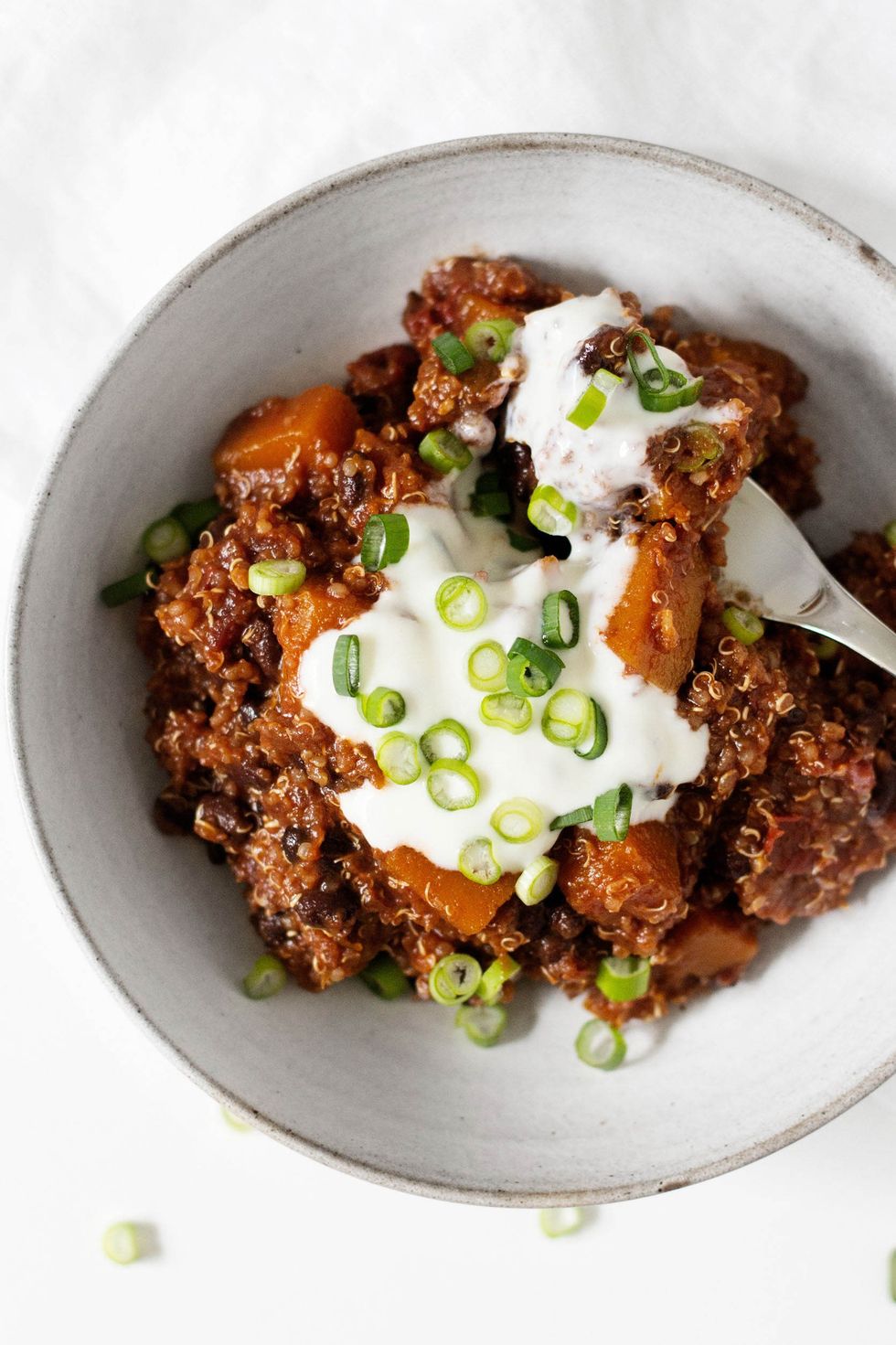 Slow Cooker Black Bean, Butternut Squash + Quinoa Chili unique chili recipes
