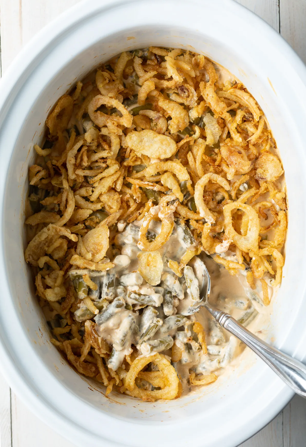 Slow cooker crockpot green bean casserole