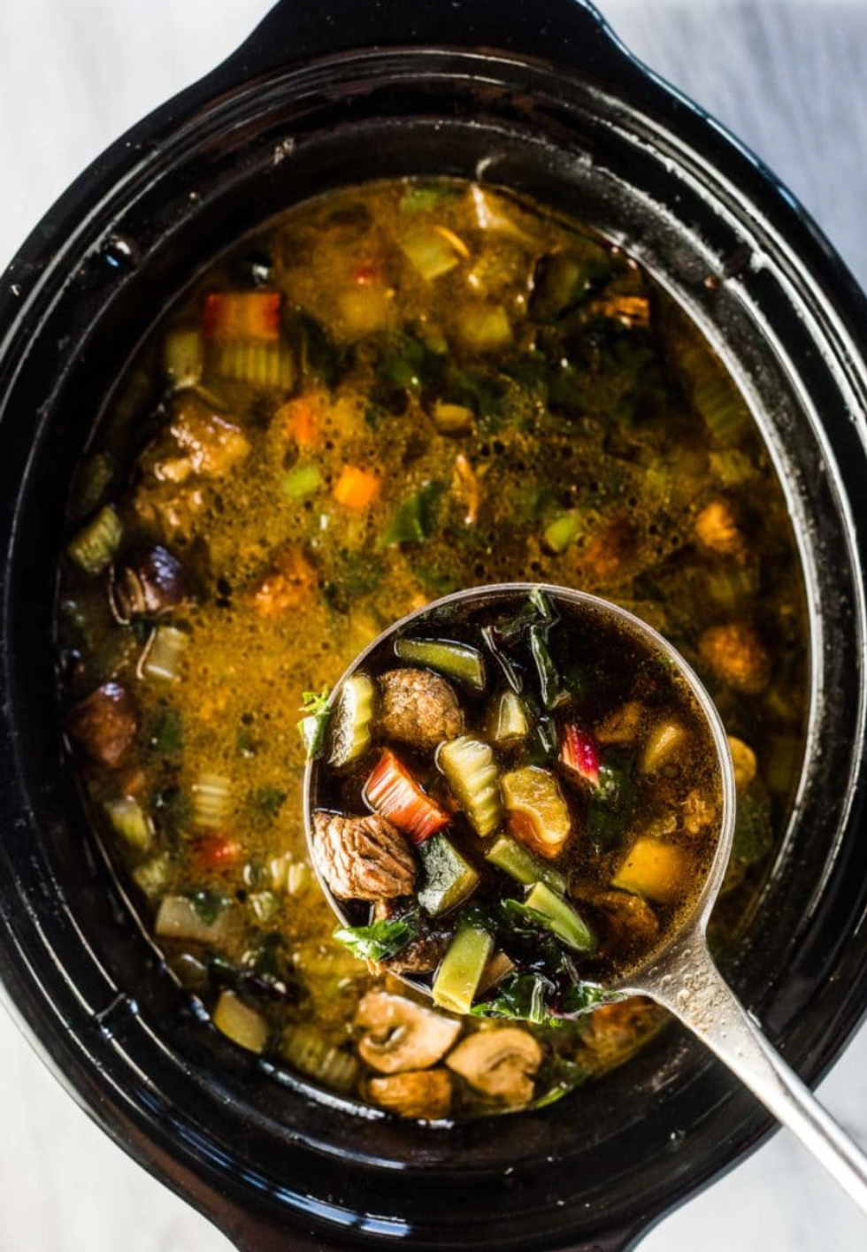 Slow cooker crockpot vegetable beef soup