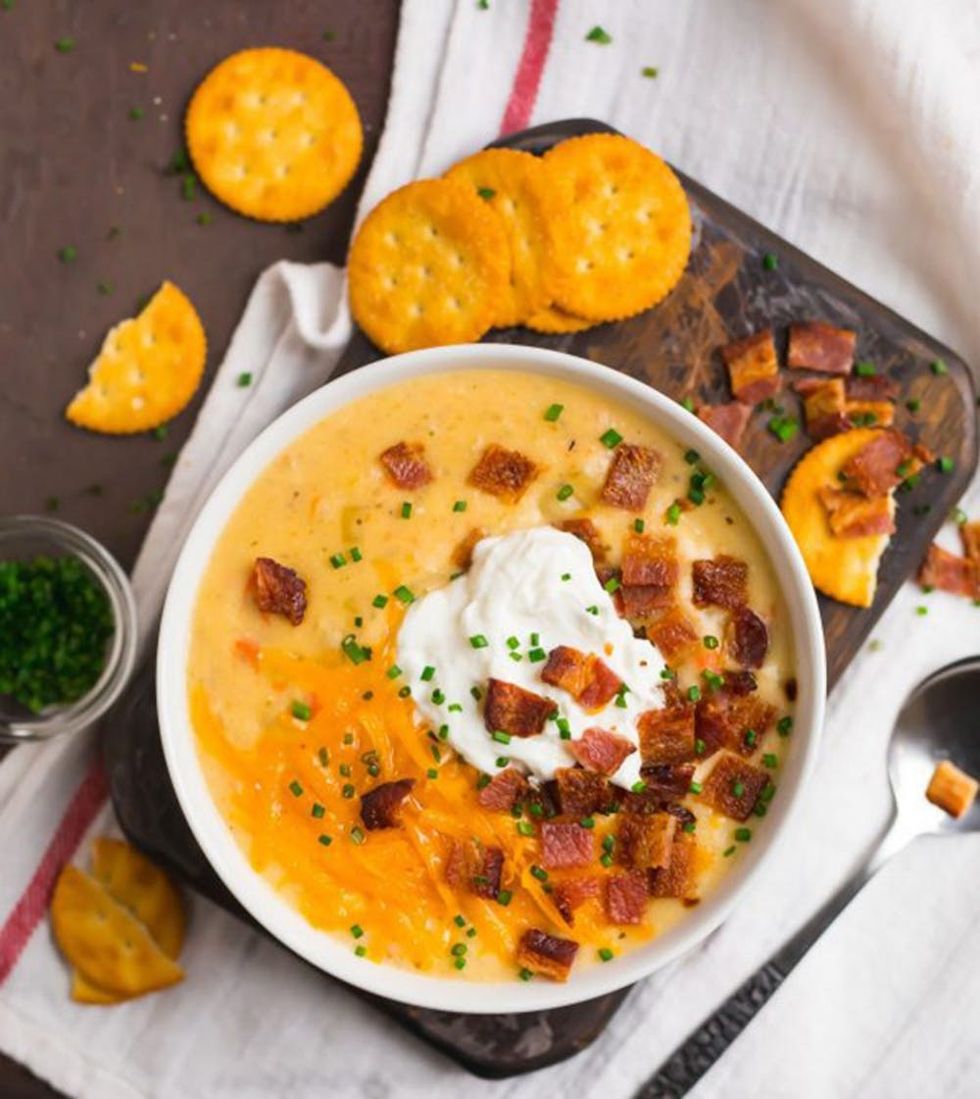 Slow-Cooker Loaded Baked Potato Soup crock pot dinner