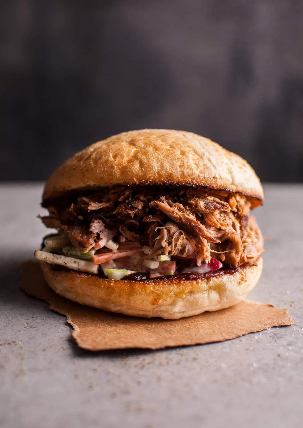 Slow Cooker Pulled Pork Sandwich with Apple Slaw