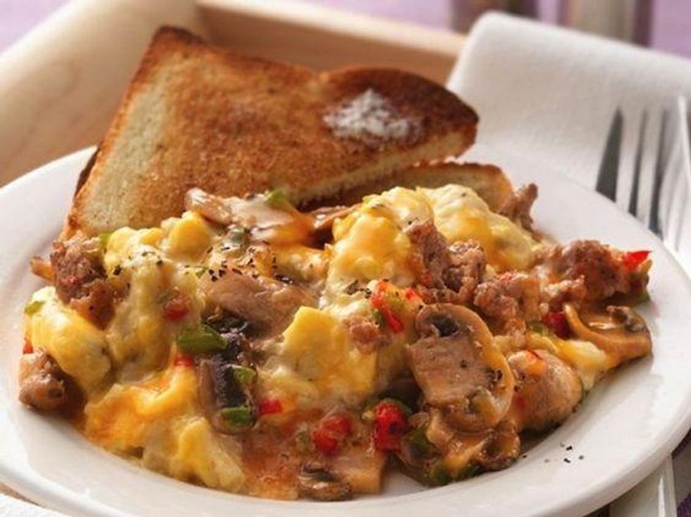 Slow Cooker Sausage and Mushroom Scrambled Eggs