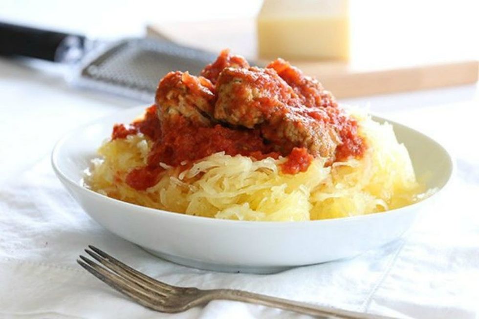 Slow Cooker Spaghetti Squash and Meatballs