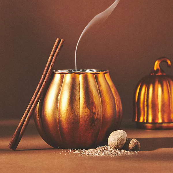 Small Pumpkin & Sweet Vanilla Glass Gourd Candle