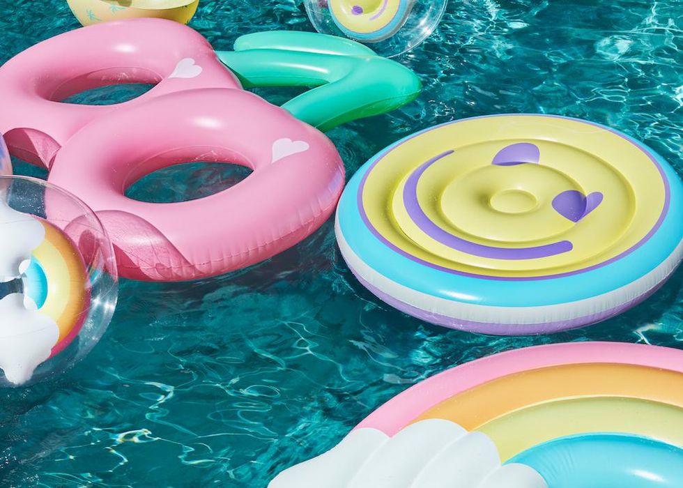 smiley face rainbow and cherry pool floaties