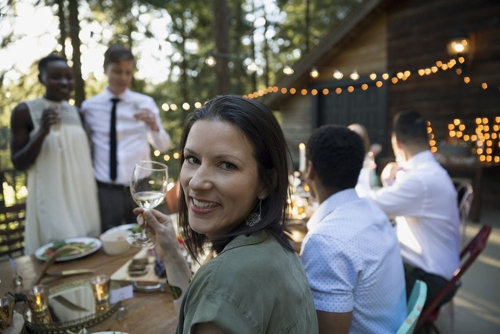 Smiling woman at wedding