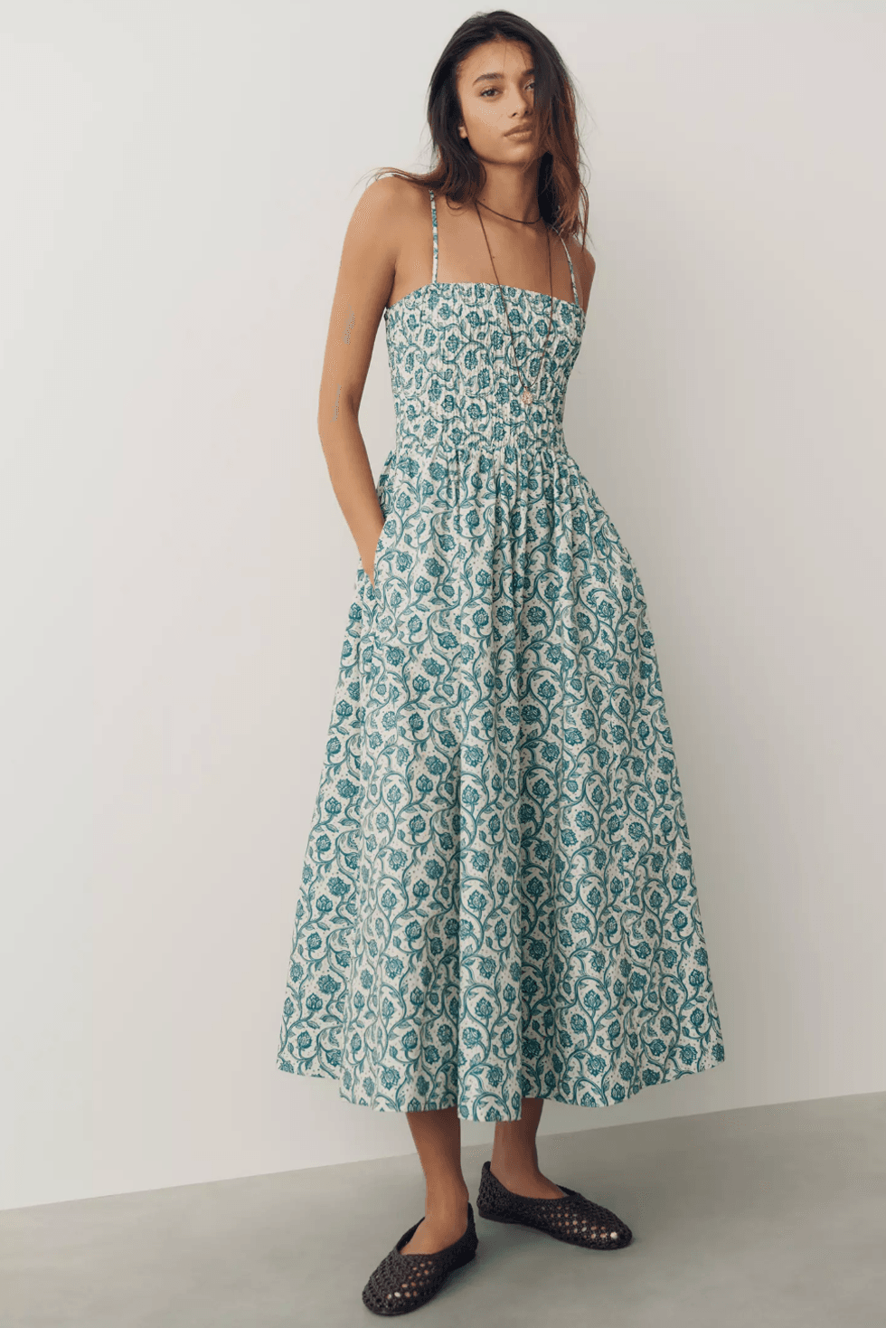 Smocked A-Line Dress