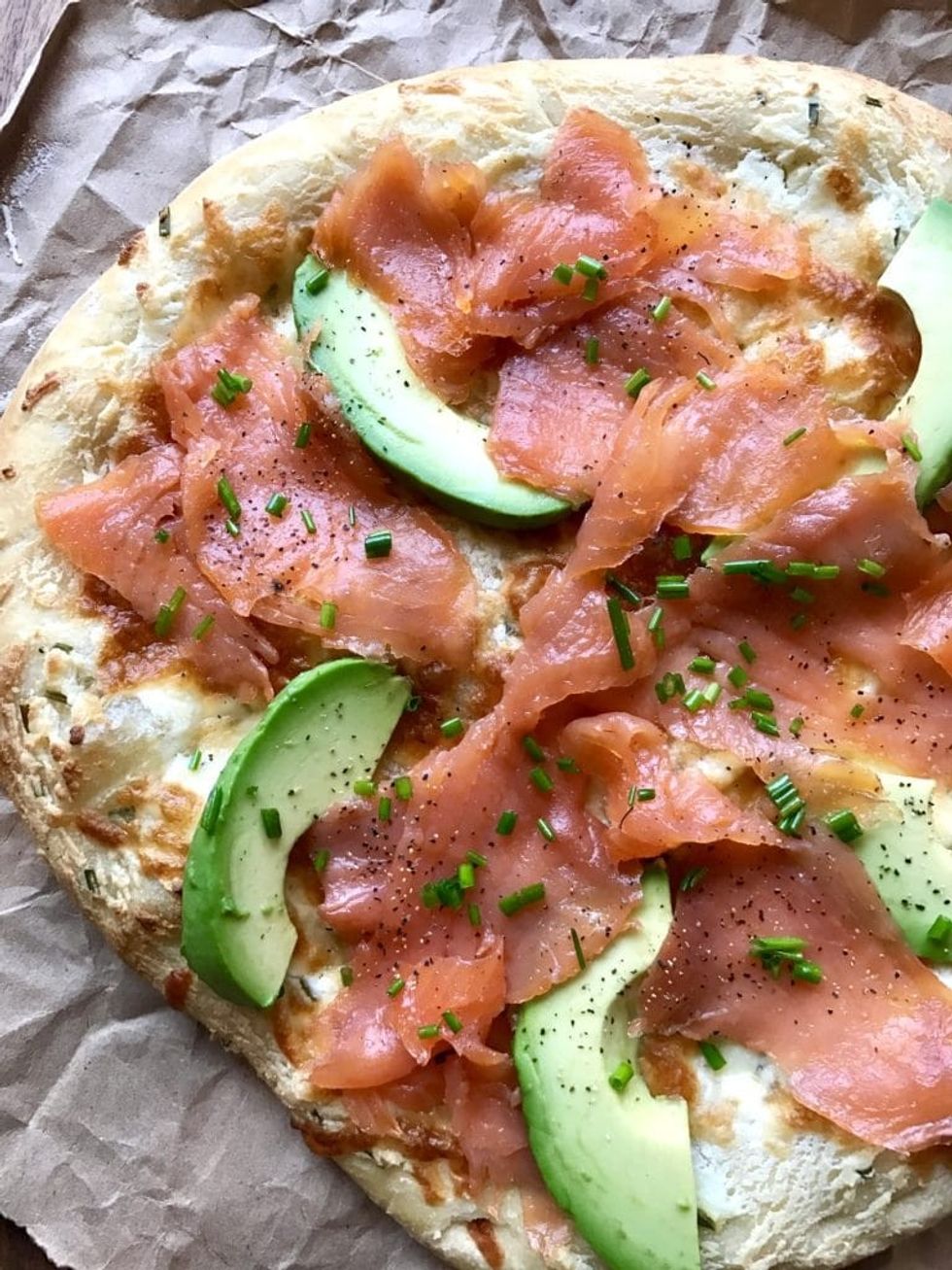 Smoked Salmon And Avocado Breakfast Pizza