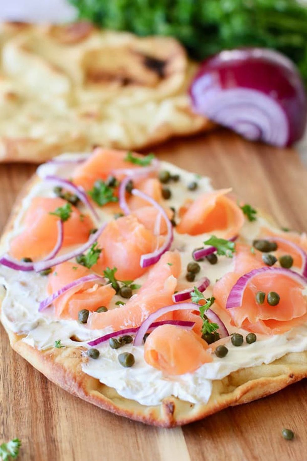 Smoked Salmon Naan Pizza