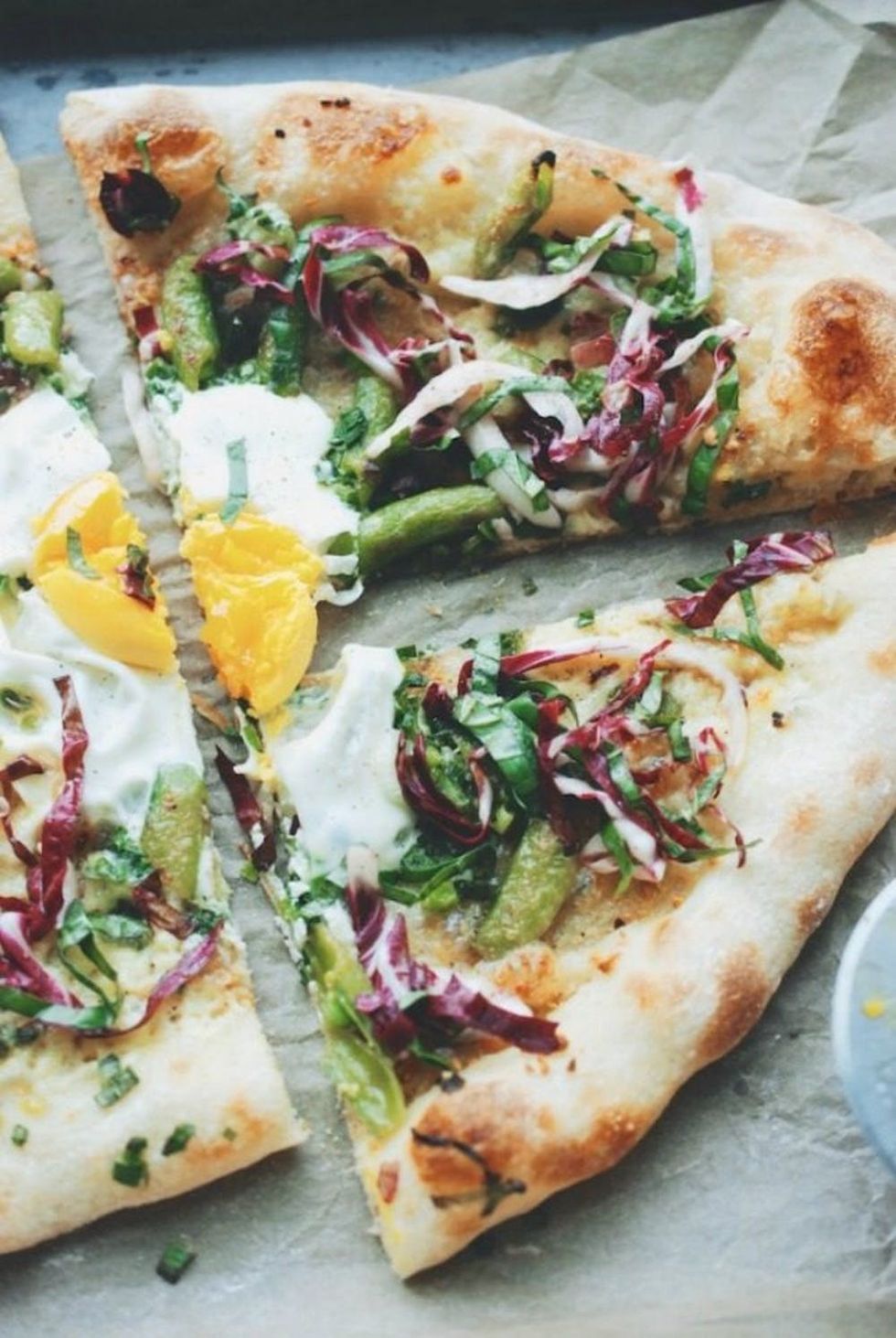 Snap Pea and Radicchio-Basil Pizza