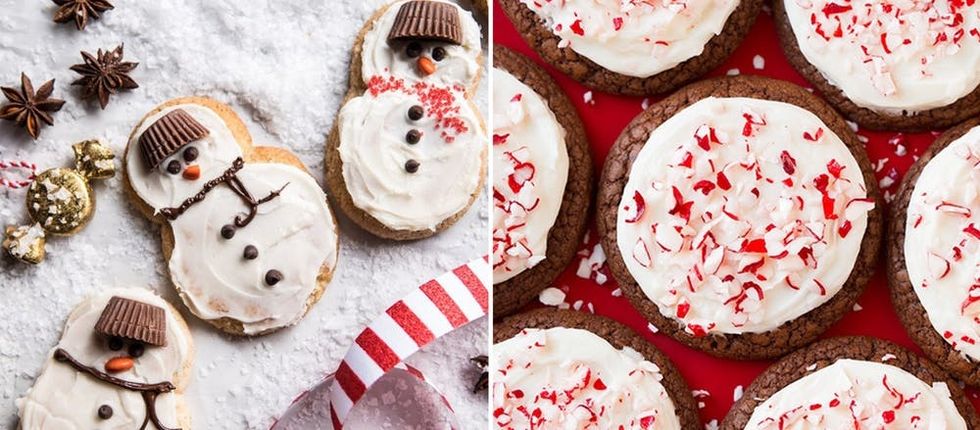 snowmen and peppermint easy christmas cookies