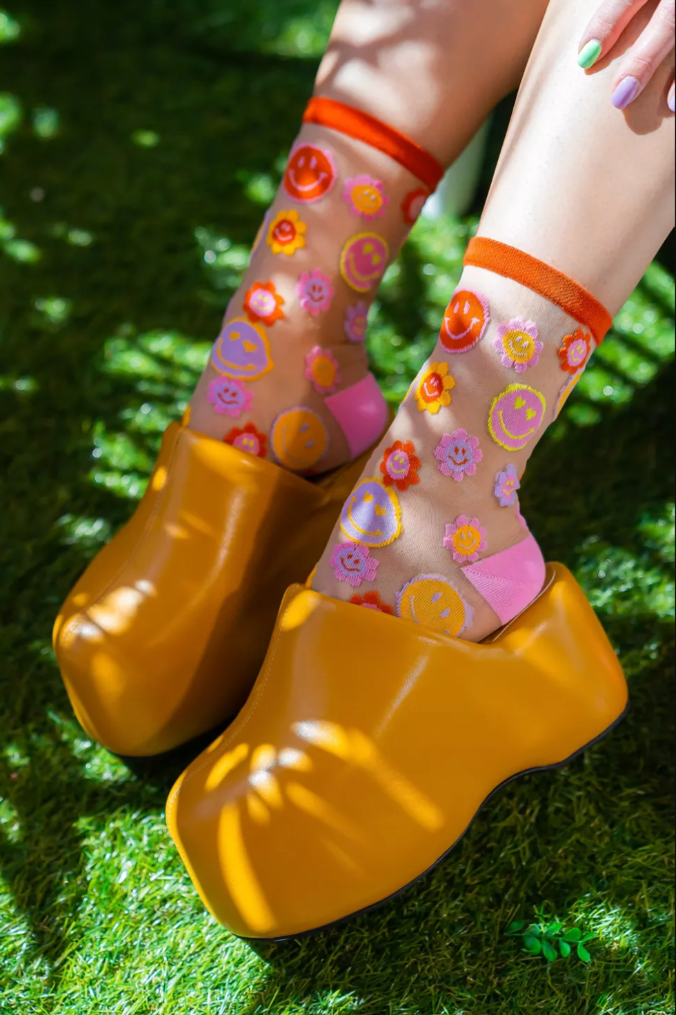 Sock Candy Happy Face Daisy Sheer Sock