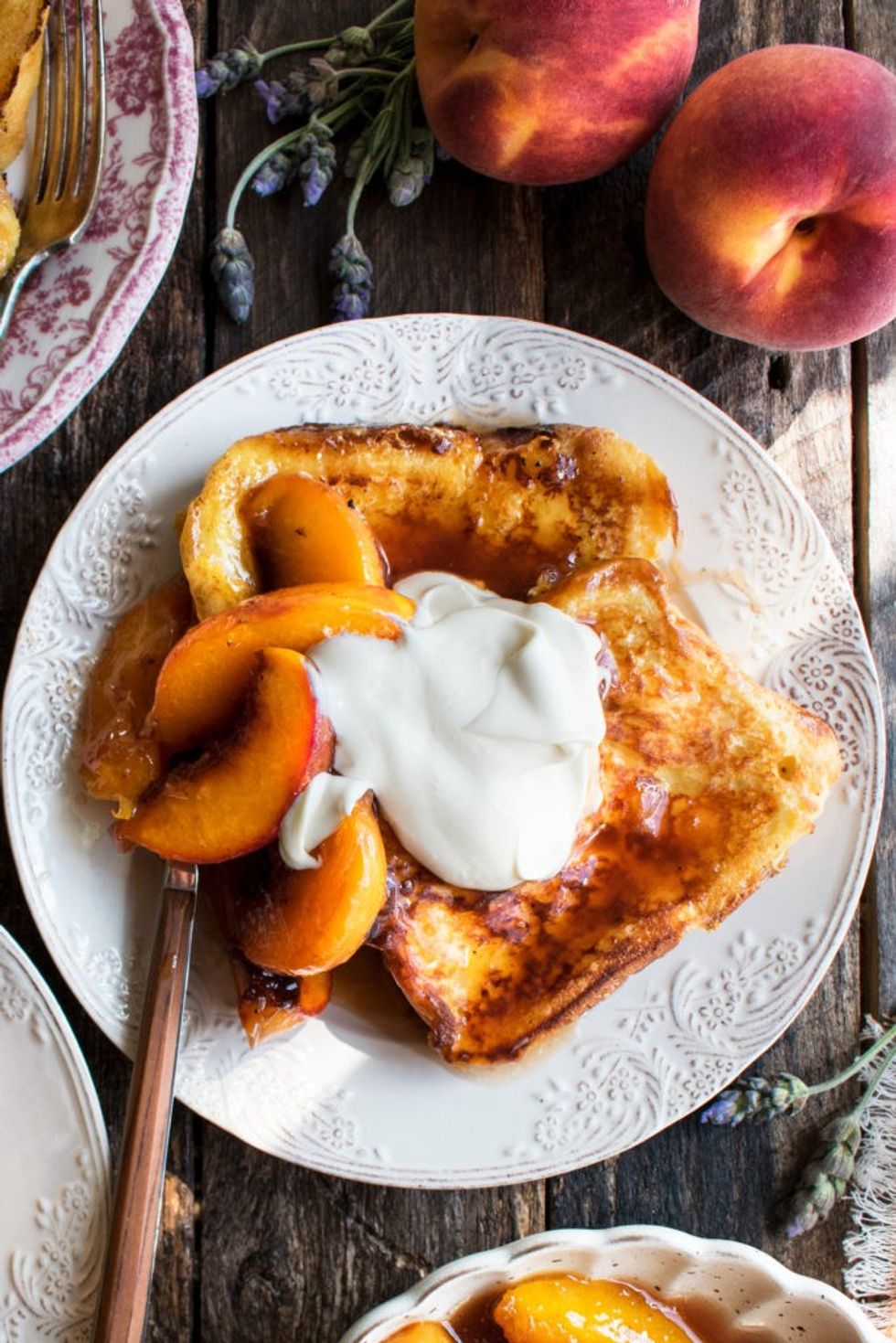 Sour Cream French Toast with Brown Sugar Peaches