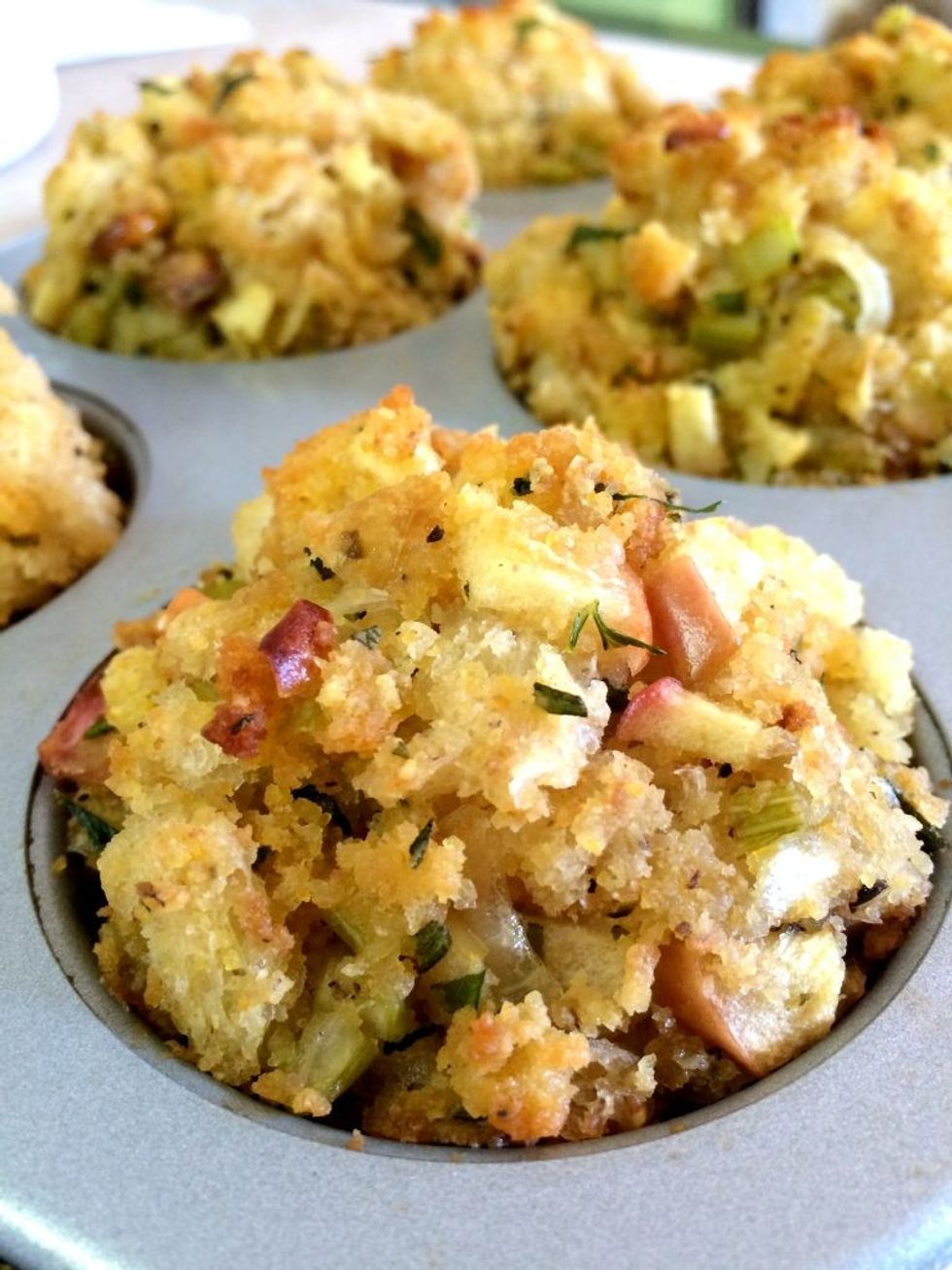 Sourdough Stuffing Muffins with Apple and Fresh Herbs