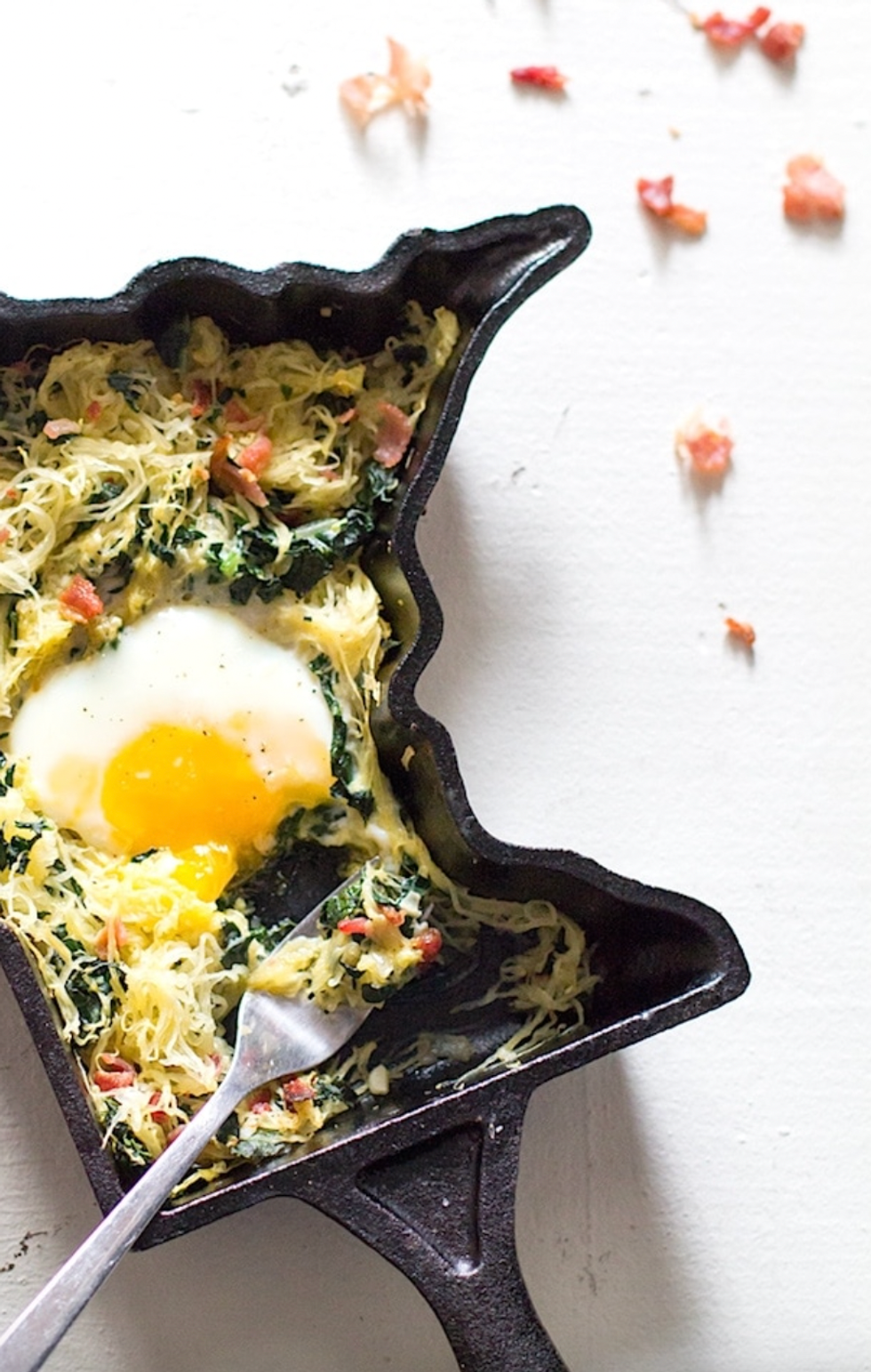 Spaghetti Squash Hash With Bacon and Kale