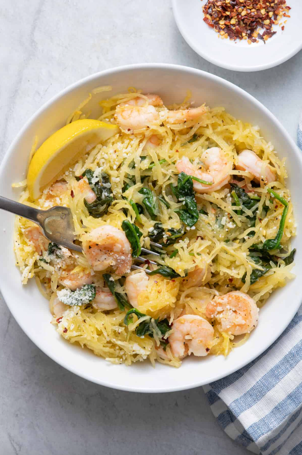 Spaghetti Squash Shrimp Scampi