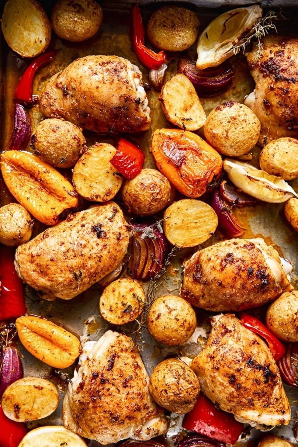 Spanish Style Baked Chicken Thighs with Potatoes