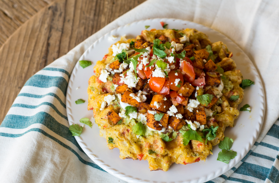Spiced Sweet Potato Waffle Tostada