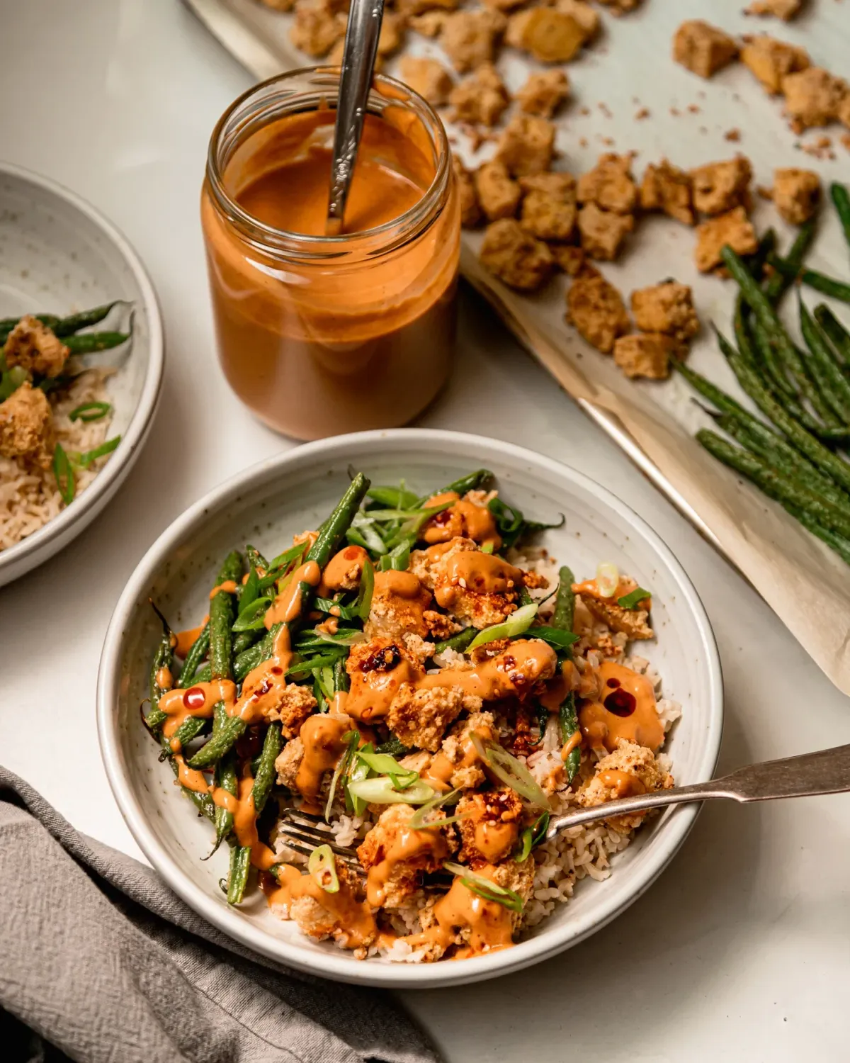 Spicy & Crispy Peanut Tofu with Green Beans