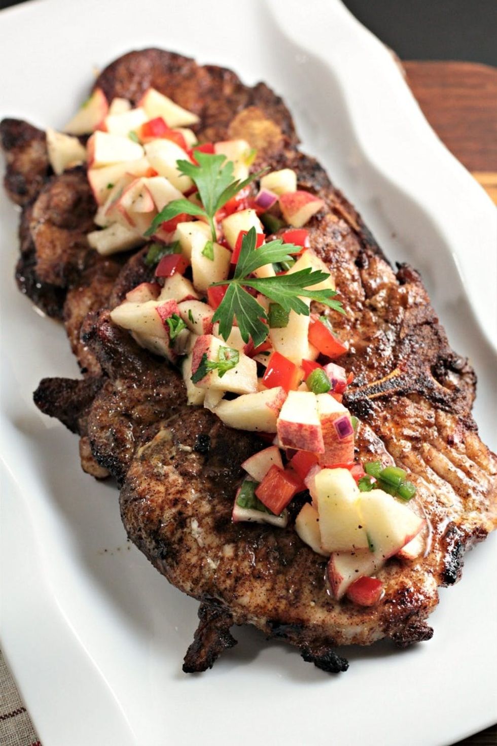 Spicy Grilled Pork Chops With Apple Salsa