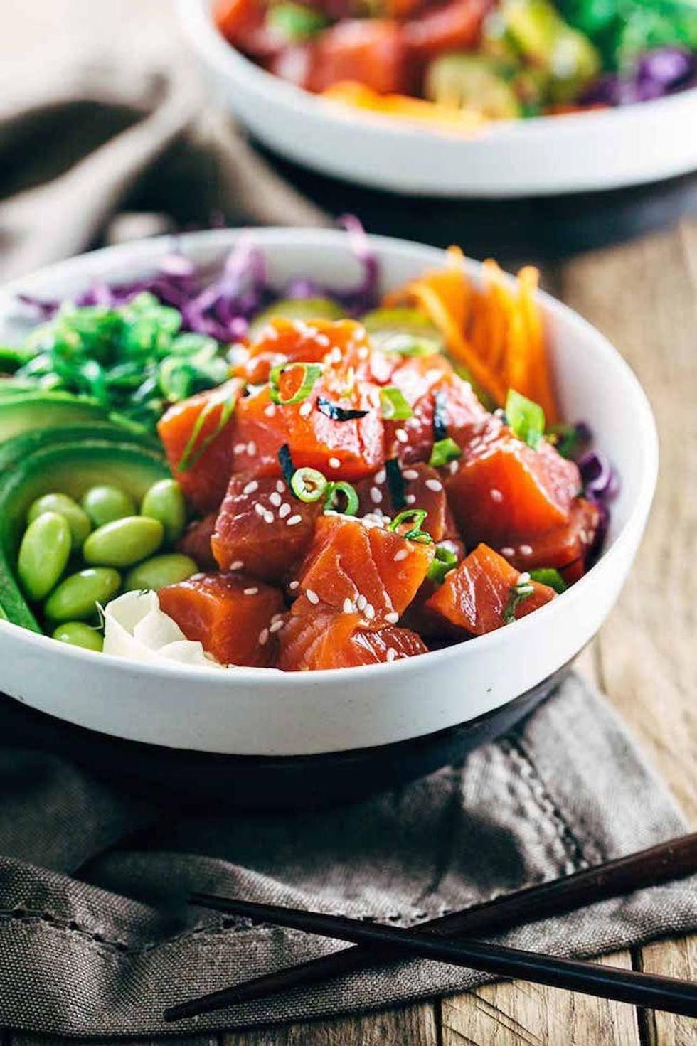 Spicy Salmon Poke Bowls