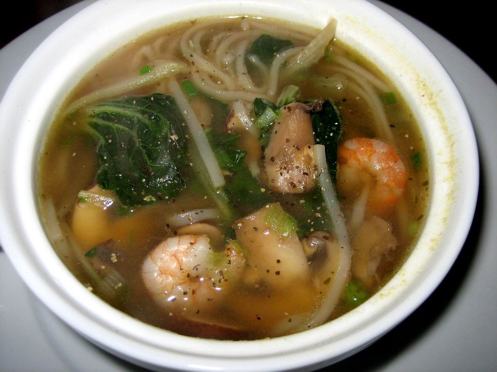 spicy shrimp and boy choy soup