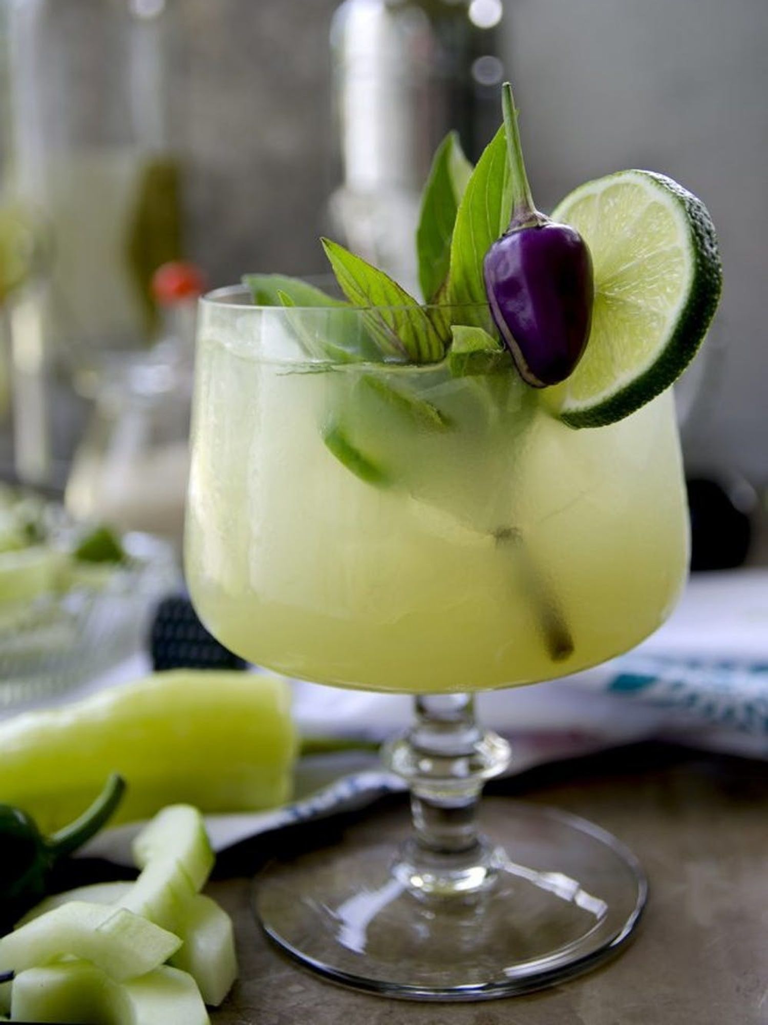 Spicy Thai Basil Cucumber Cocktail